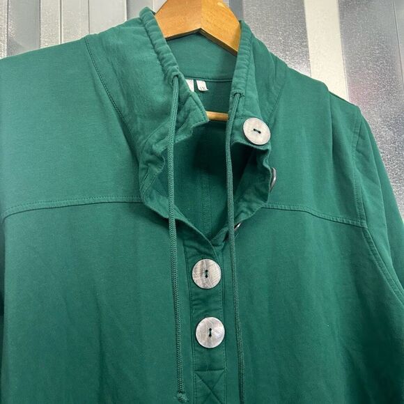 Lulu B 5 Button High Neck Women’s Green Cotton Stretch Jacket Top Size 1X - Picture 5 of 12